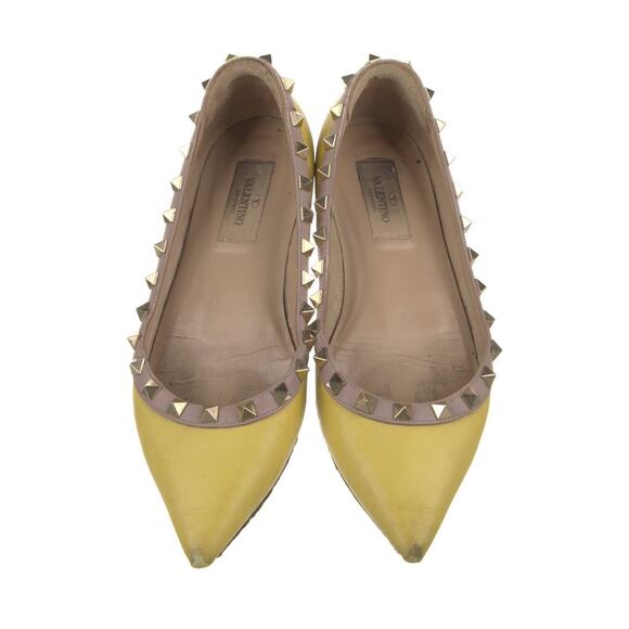 Authentic Valentino Garavani Rockstud Ballerina Yellow Flat Size EU 36 US 5.5 - Picture 1 of 8